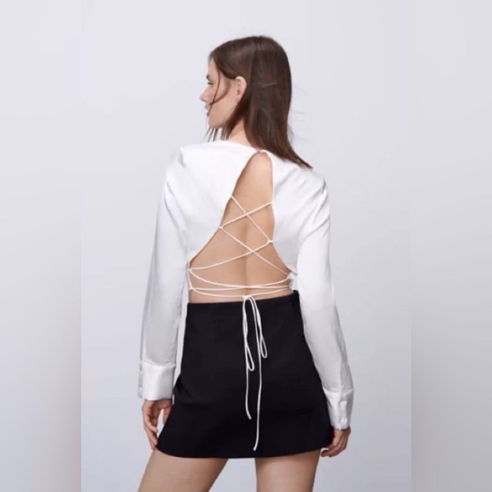 ZARA OFF WHITE CORSET BACK BLOUSE